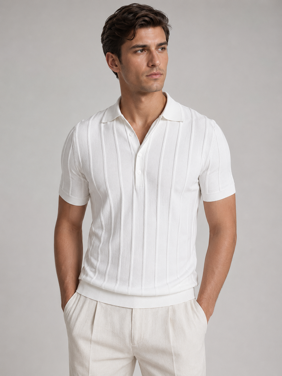 Remy – Ribbed Knit Polo Shirt