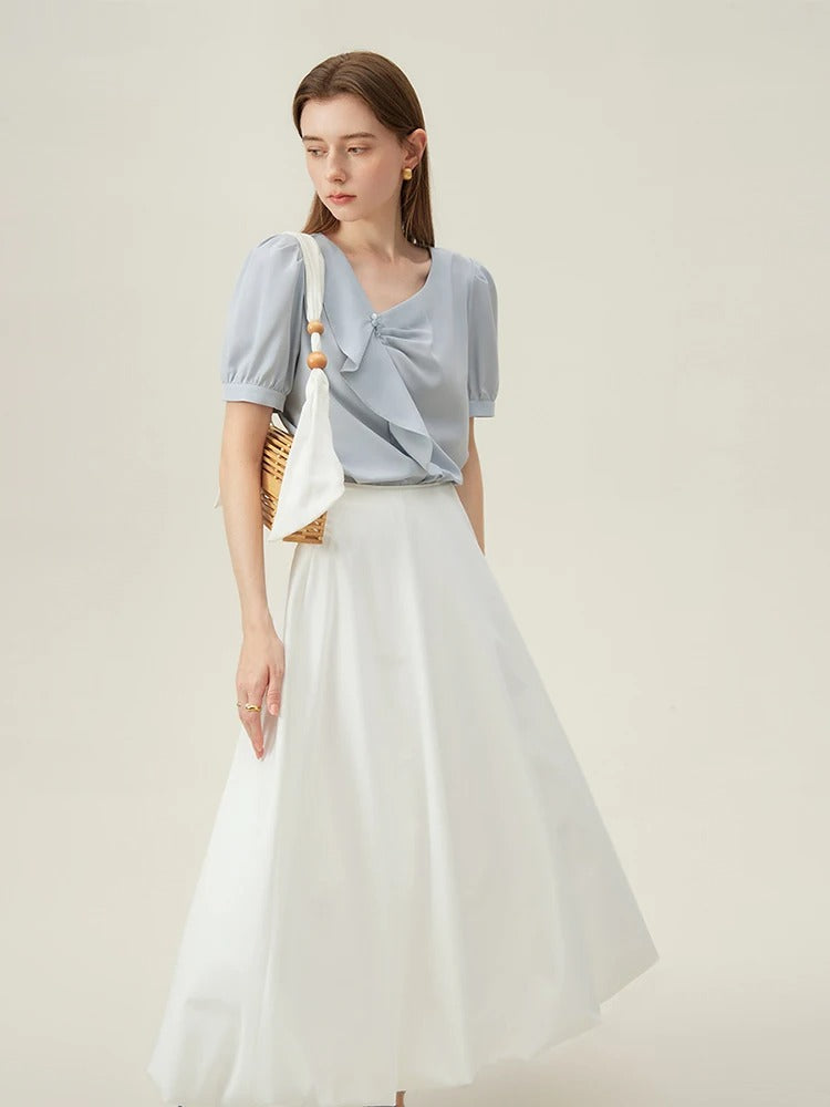 Clemence – French Ruffled Chiffon Blouse