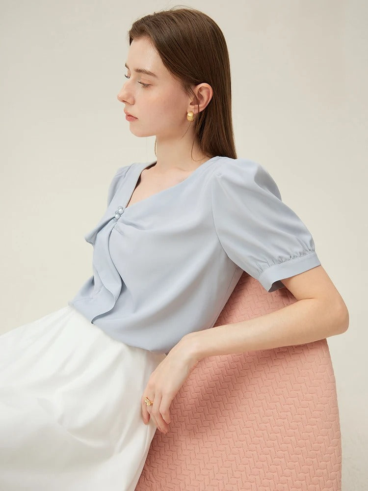 Clemence – French Ruffled Chiffon Blouse
