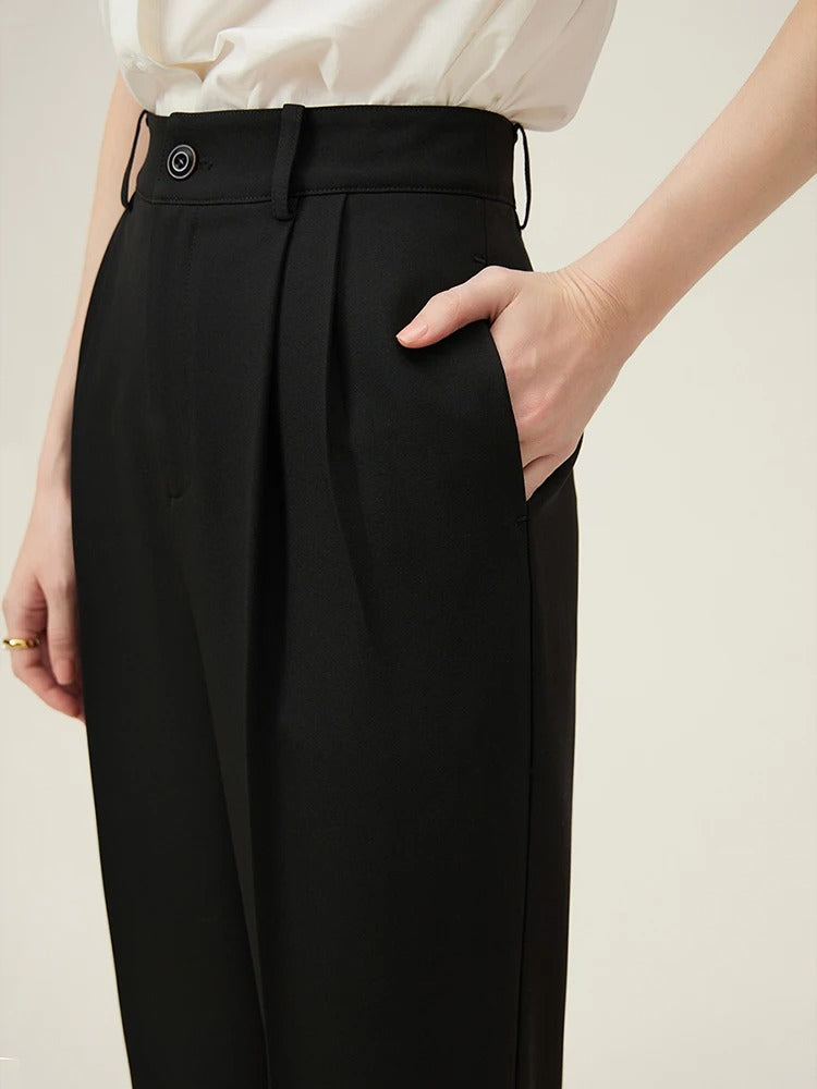 Slate - High-Waisted Cropped Suit Pants