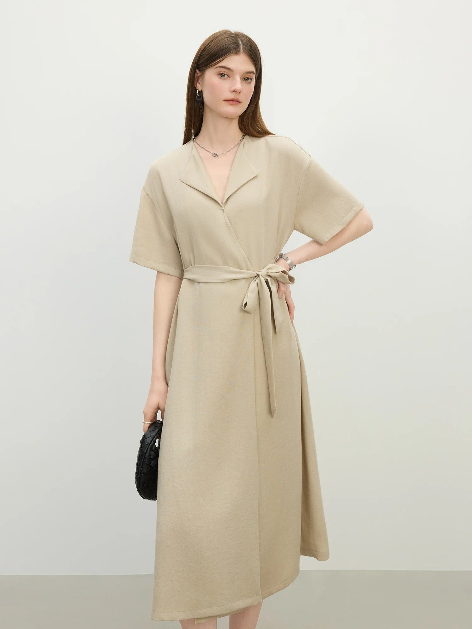 Lina – Linen Blend Waist Midi Dress