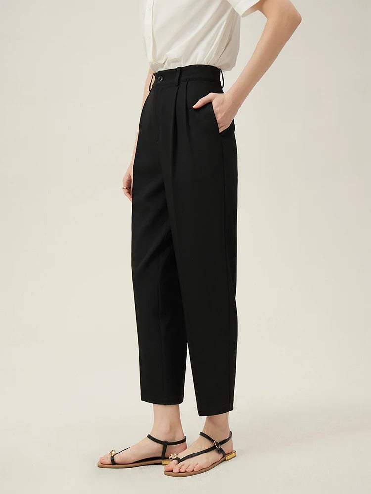 Slate - High-Waisted Cropped Suit Pants