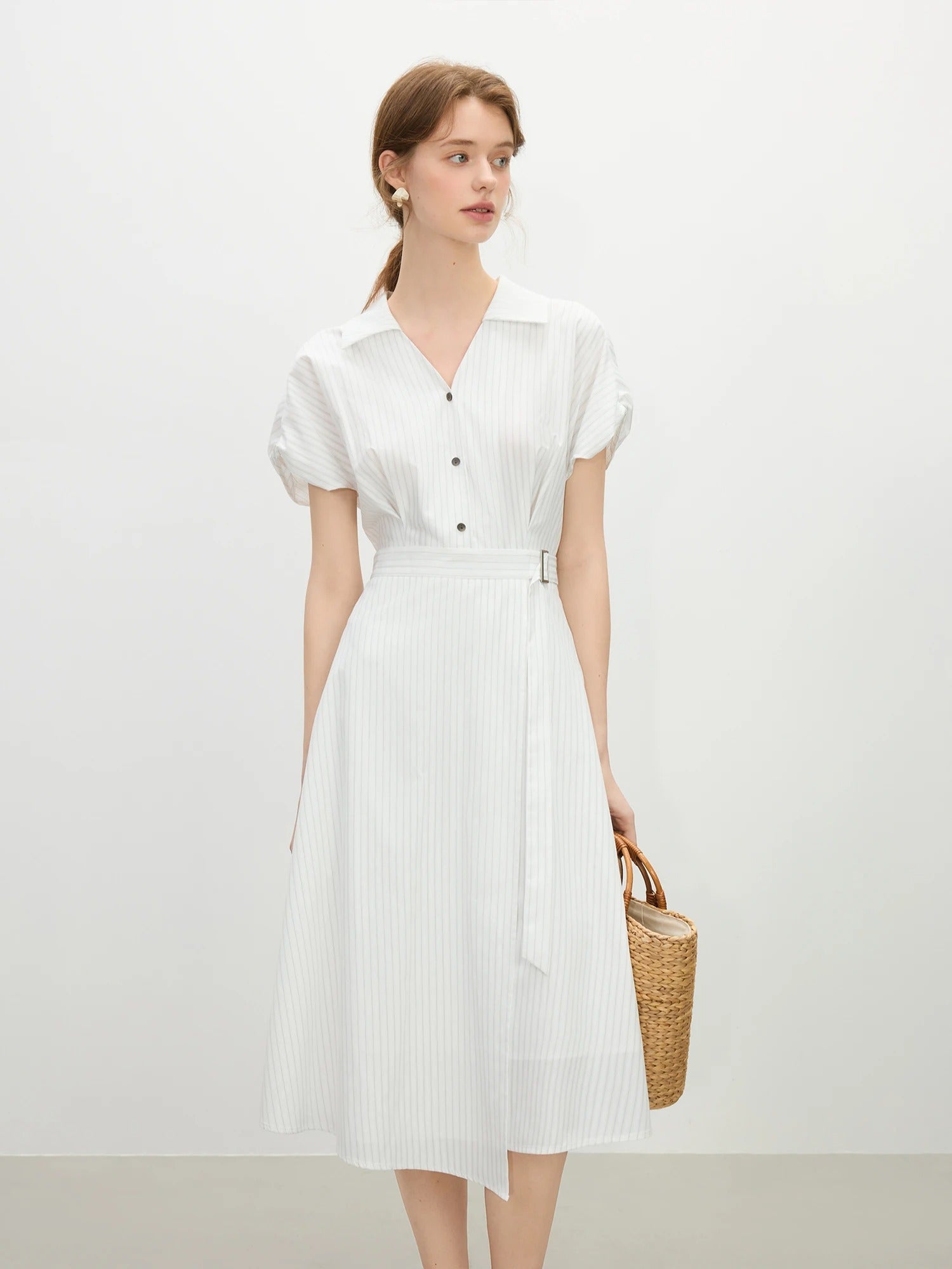 Elise – French Striped Midi Dress
