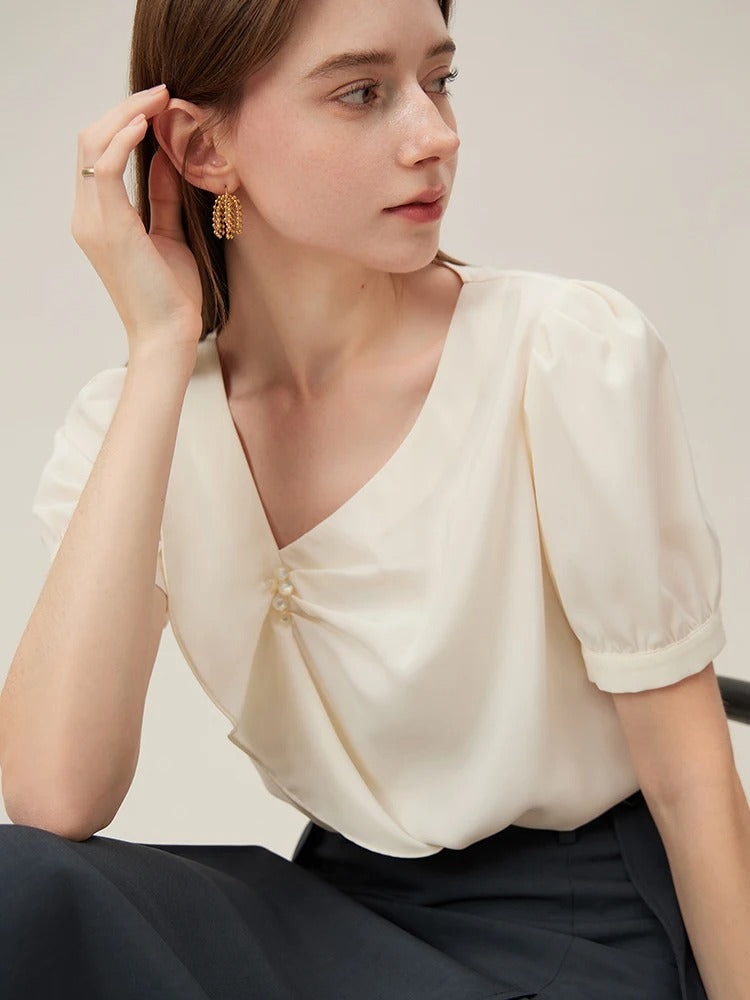 Clemence – French Ruffled Chiffon Blouse