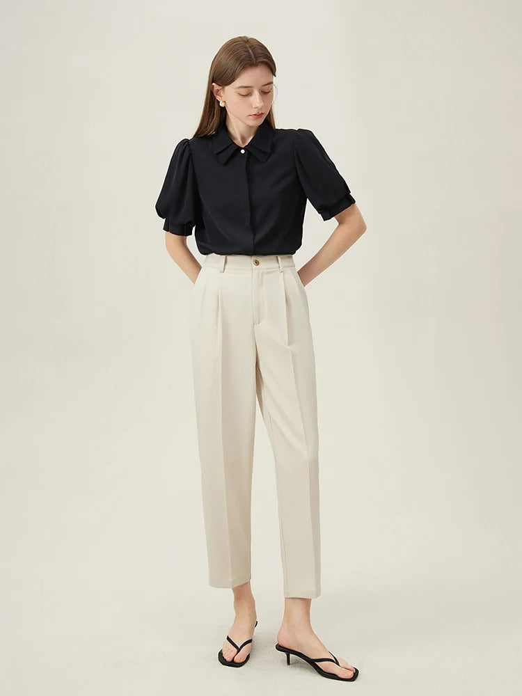 Slate - High-Waisted Cropped Suit Pants