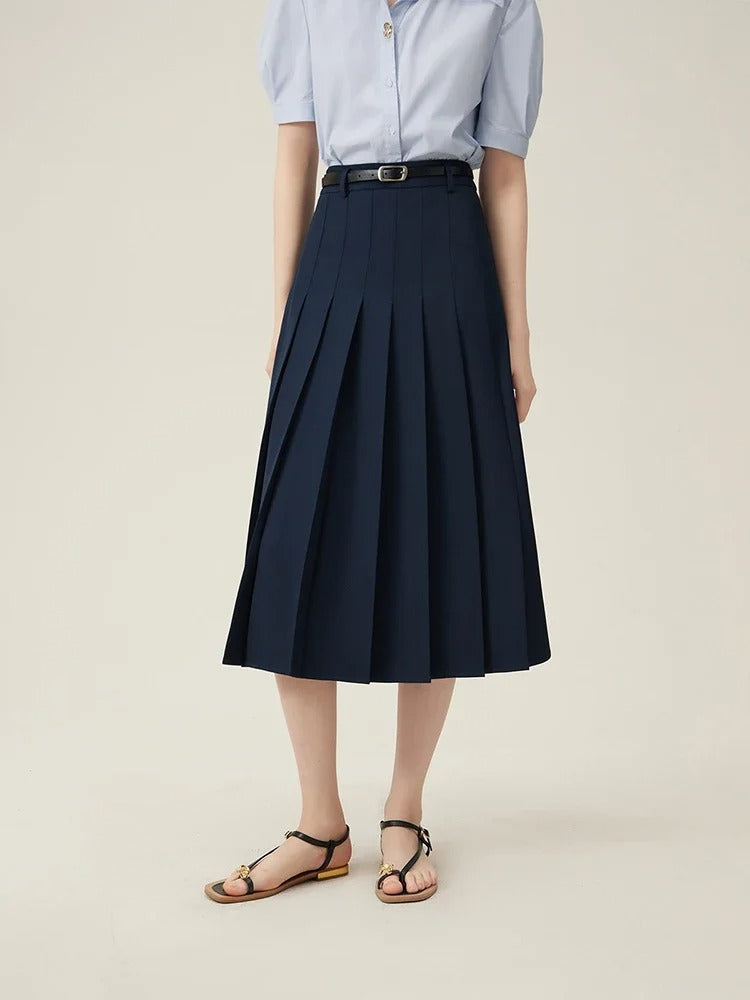 Sable – Pleated Midi Office Skirt
