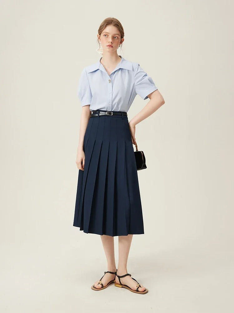 Sable – Pleated Midi Office Skirt