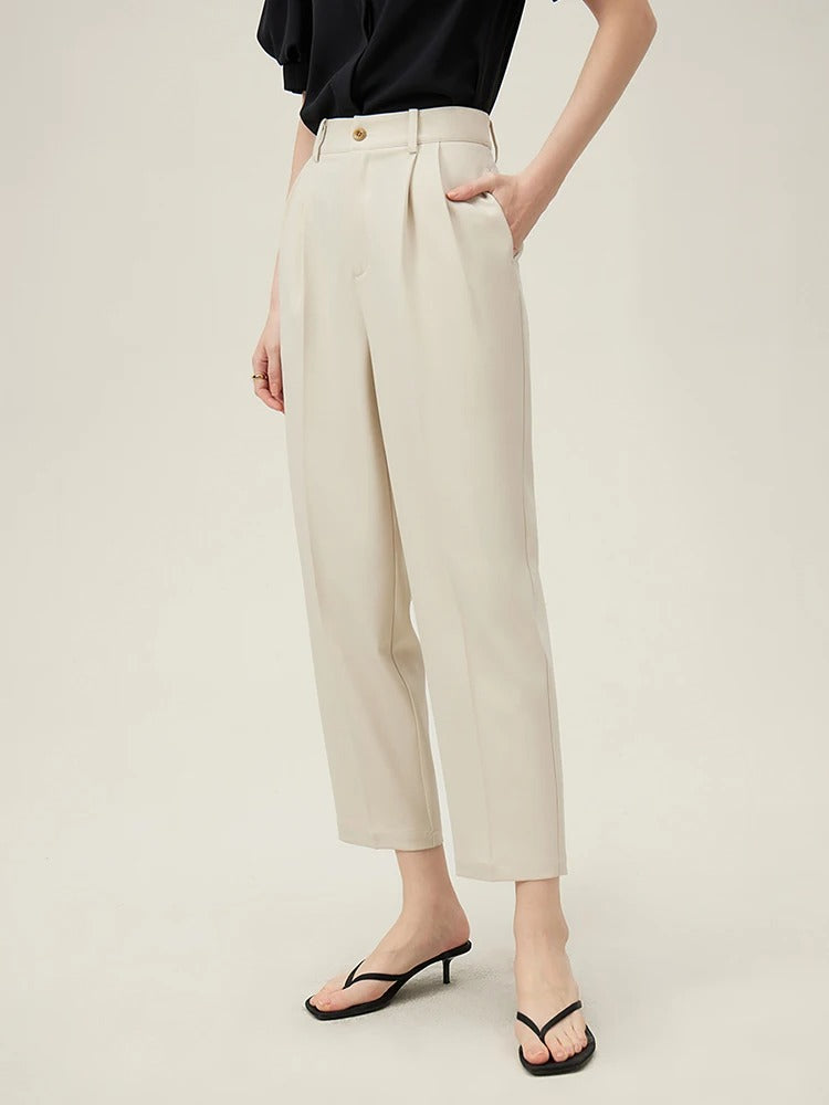 Slate - High-Waisted Cropped Suit Pants