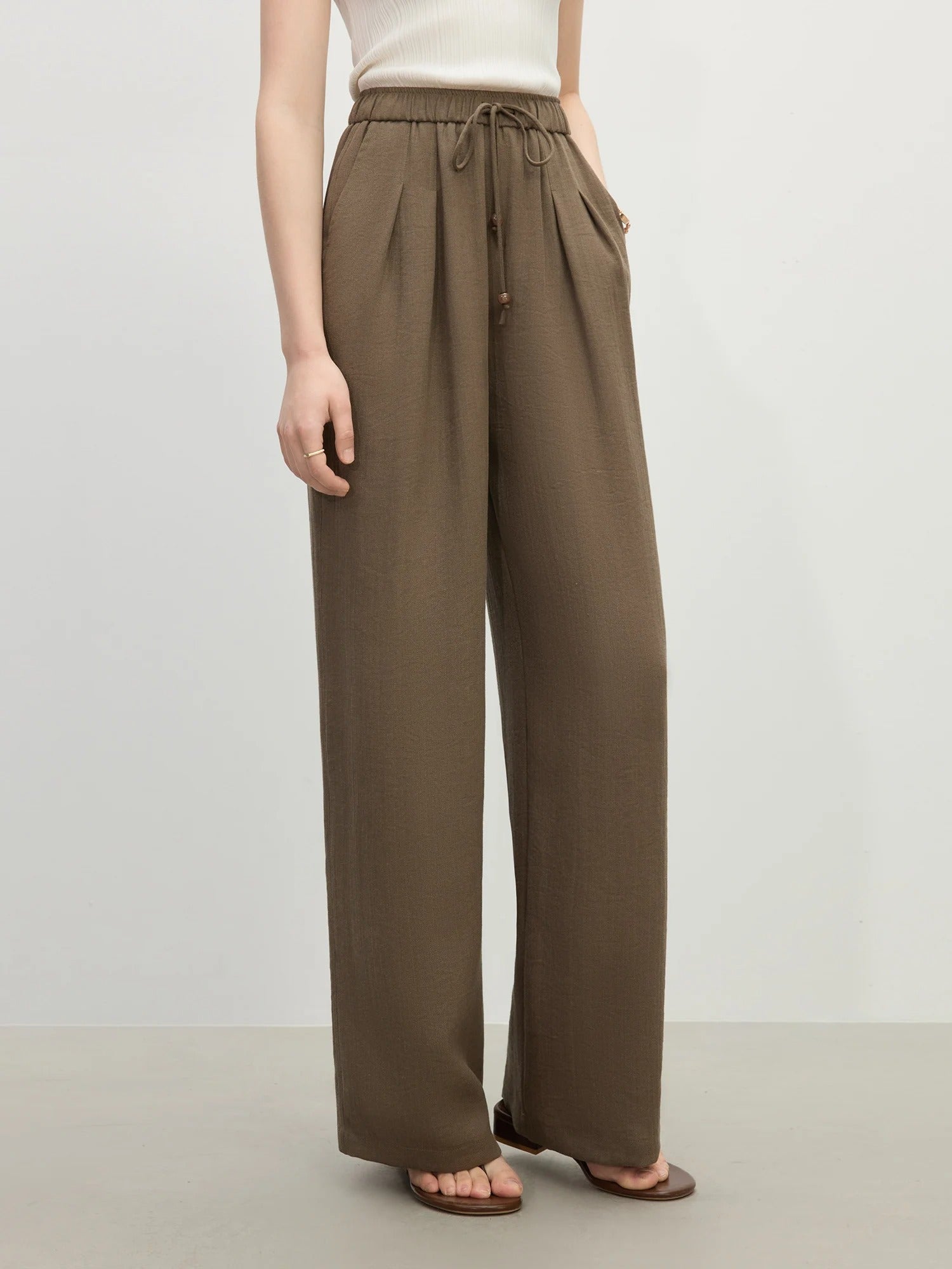 Nola – Linen Blend Elastic Waist Pants