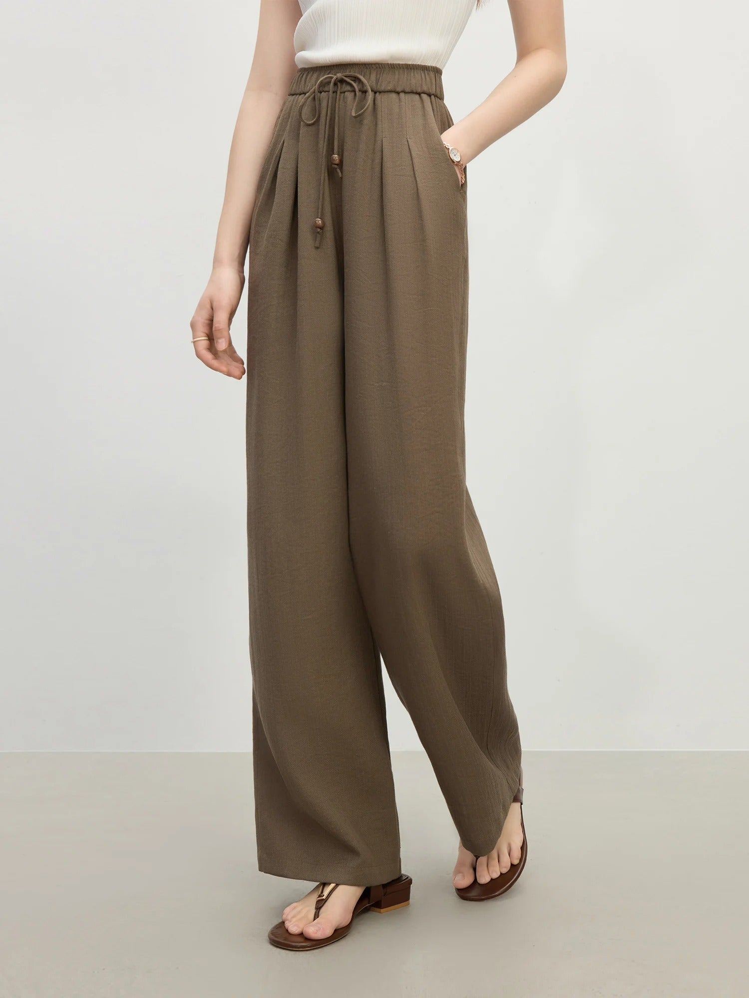 Nola – Linen Blend Elastic Waist Pants