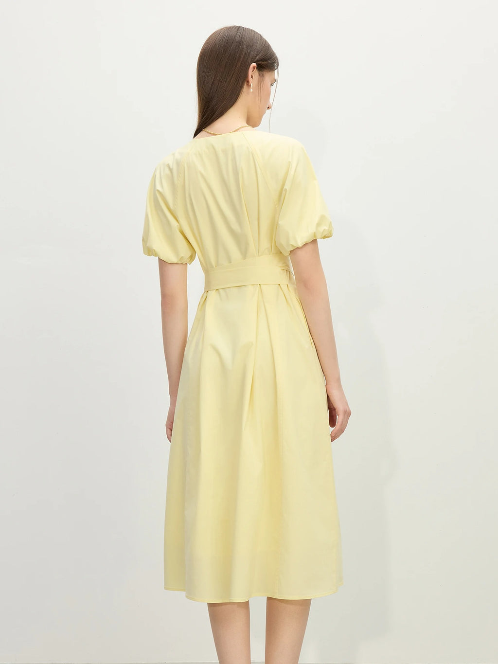Vivienne – Belted V-Neck Midi Dress