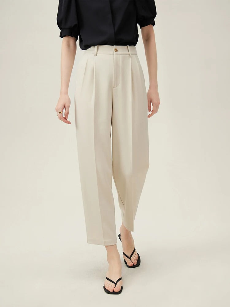 Slate - High-Waisted Cropped Suit Pants