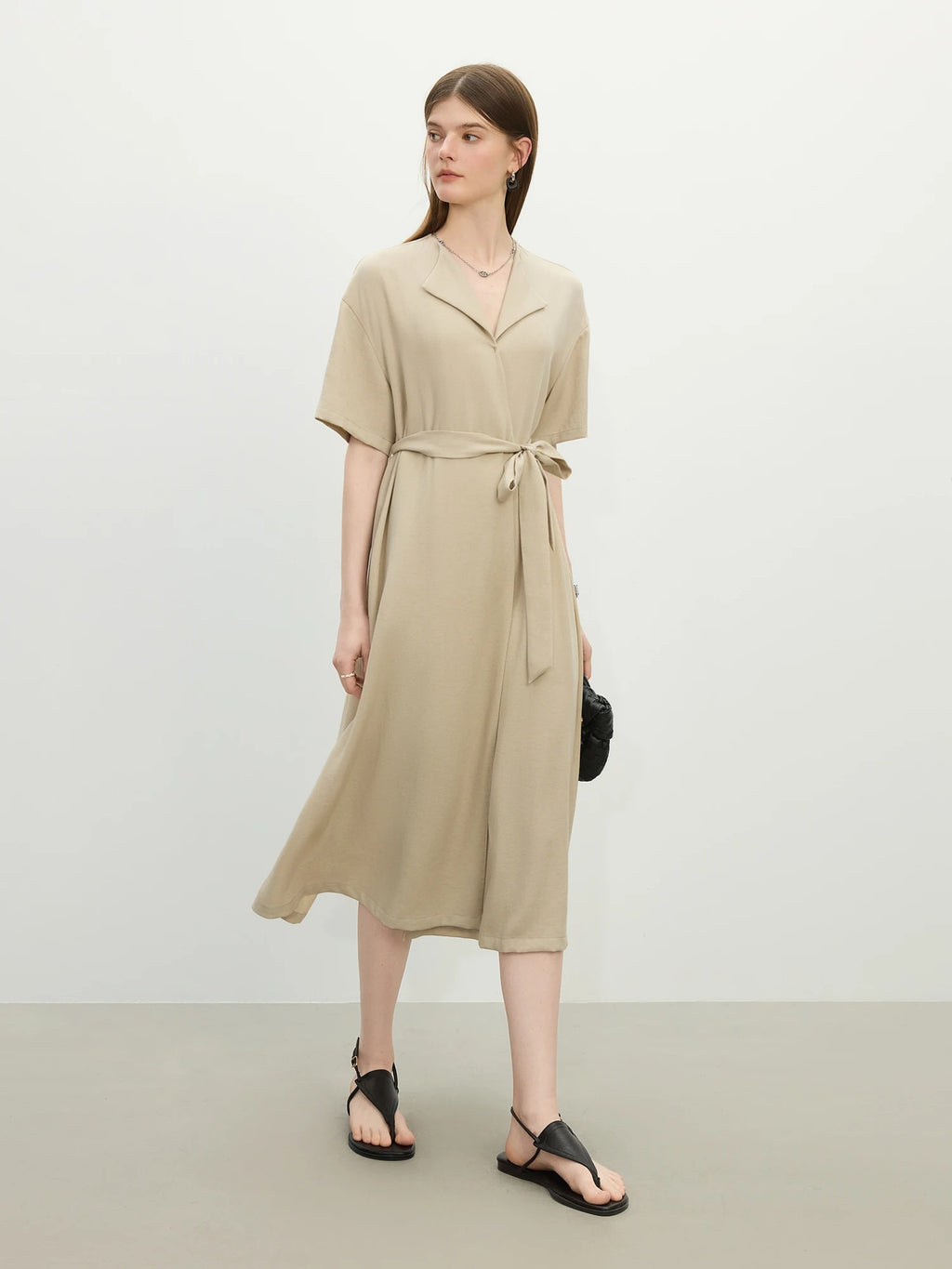 Lina – Linen Blend Waist Midi Dress