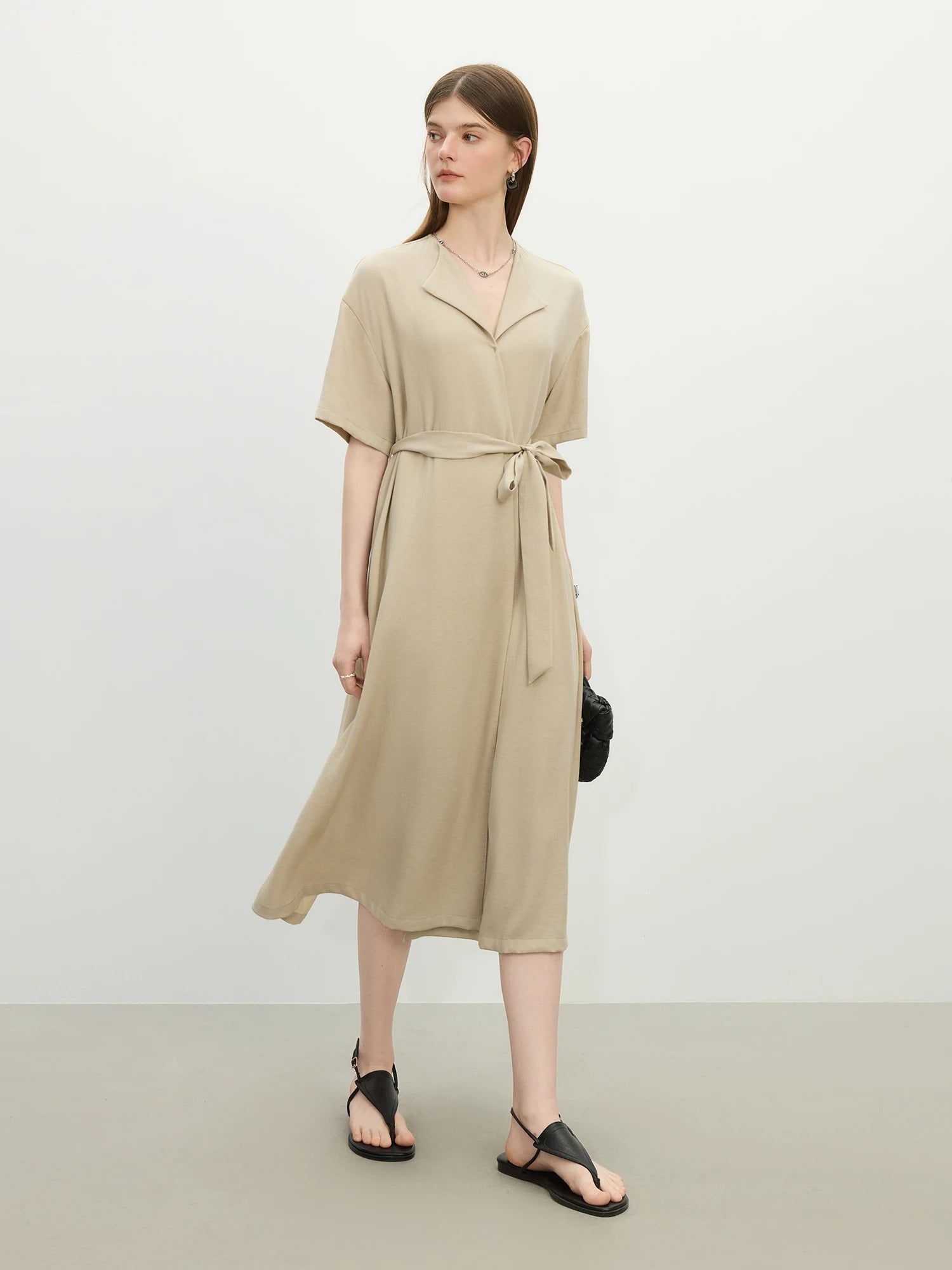 Lina – Linen Blend Waist Midi Dress