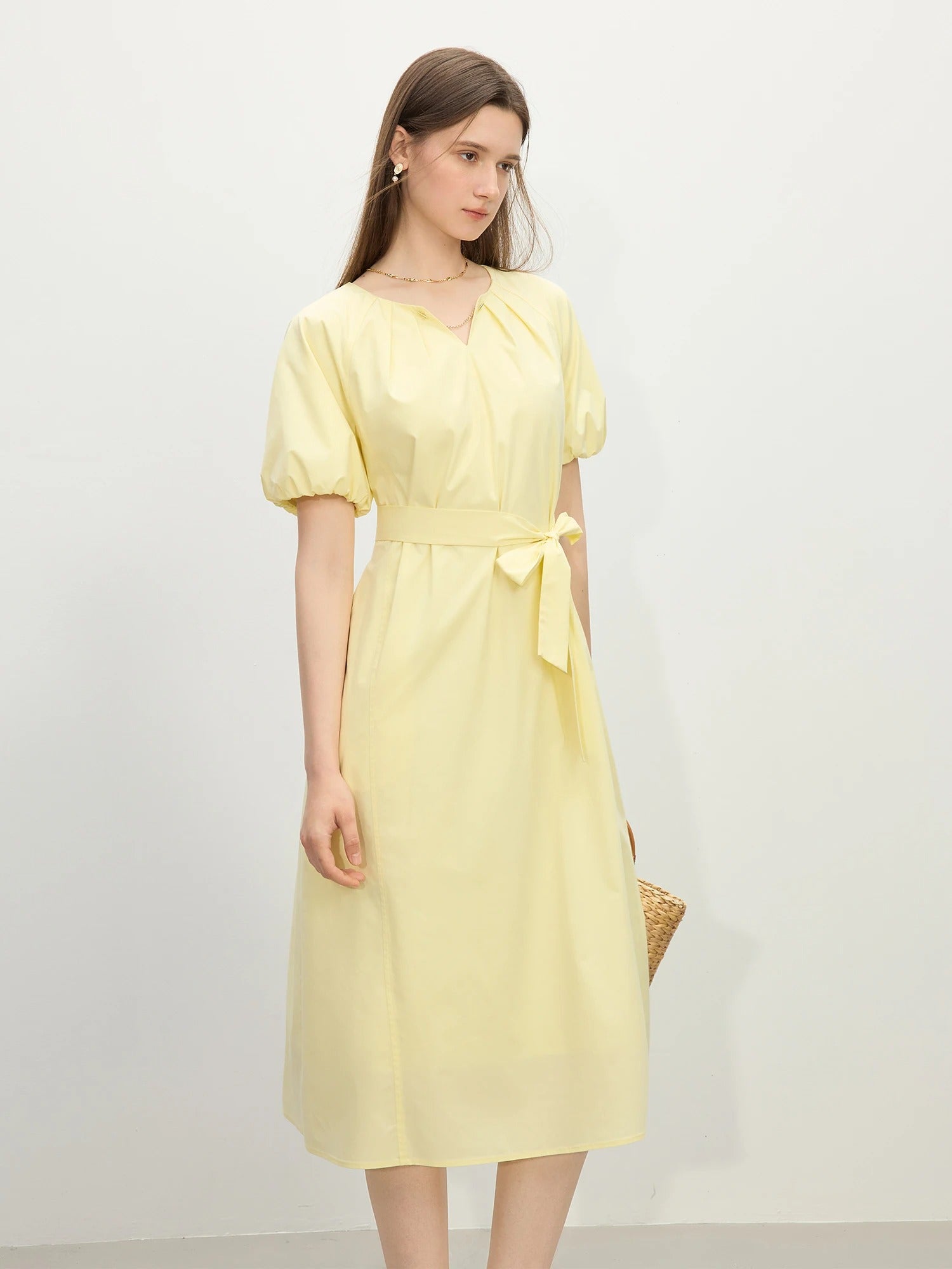 Vivienne – Belted V-Neck Midi Dress