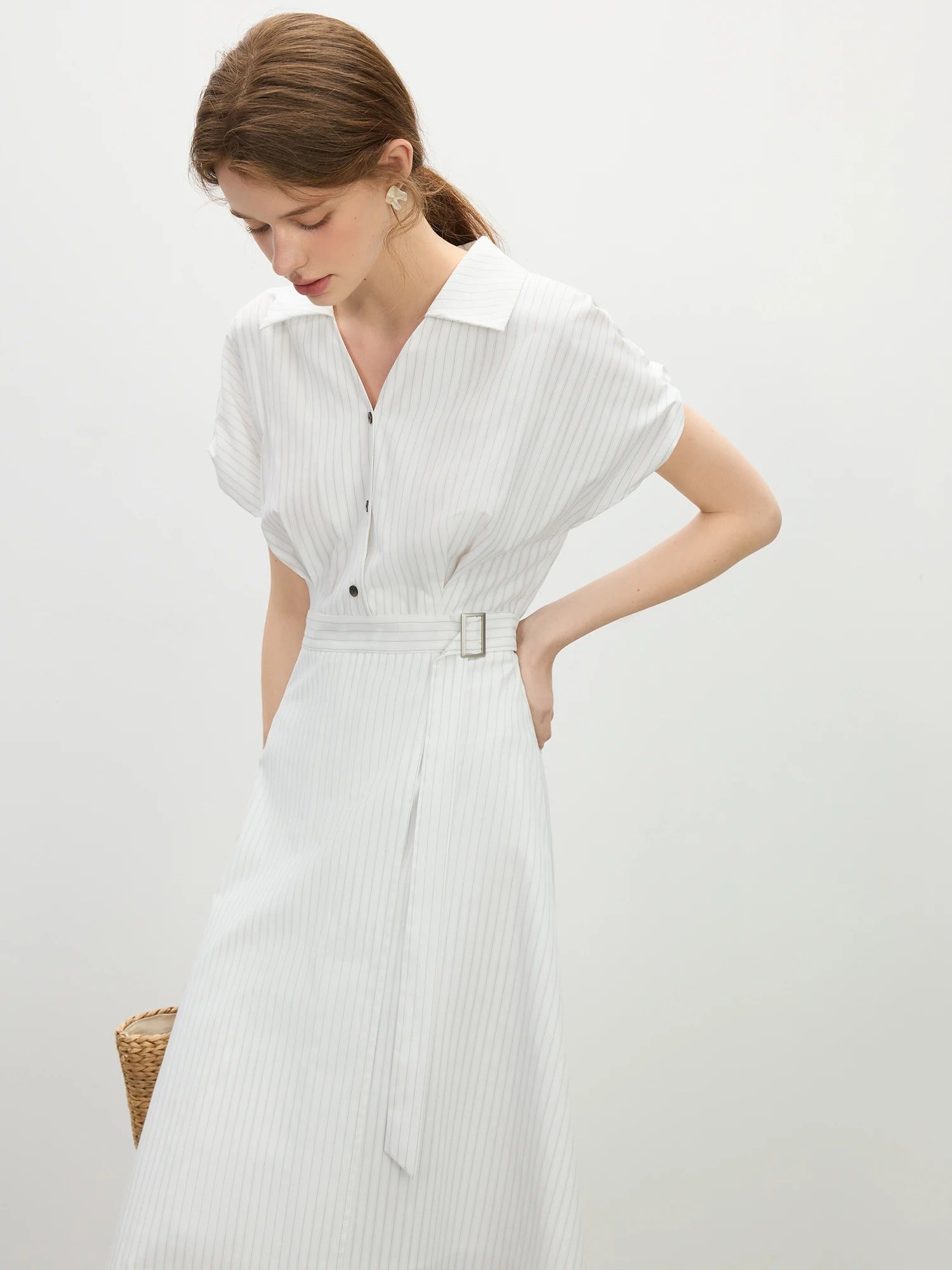 Elise – French Striped Midi Dress