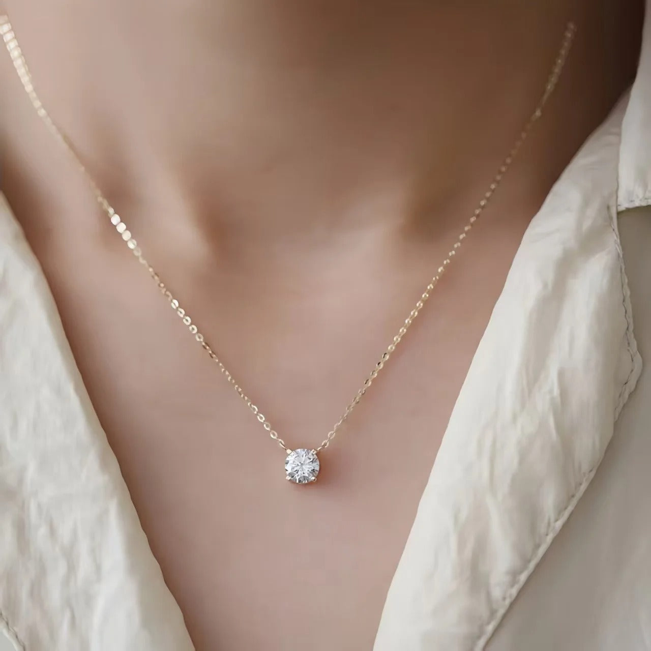 Aurelle – Solitaire Zircon Necklace