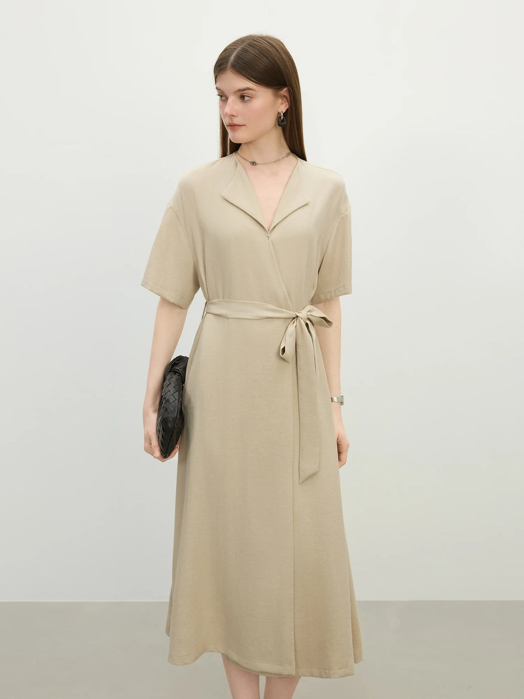 Lina – Linen Blend Waist Midi Dress