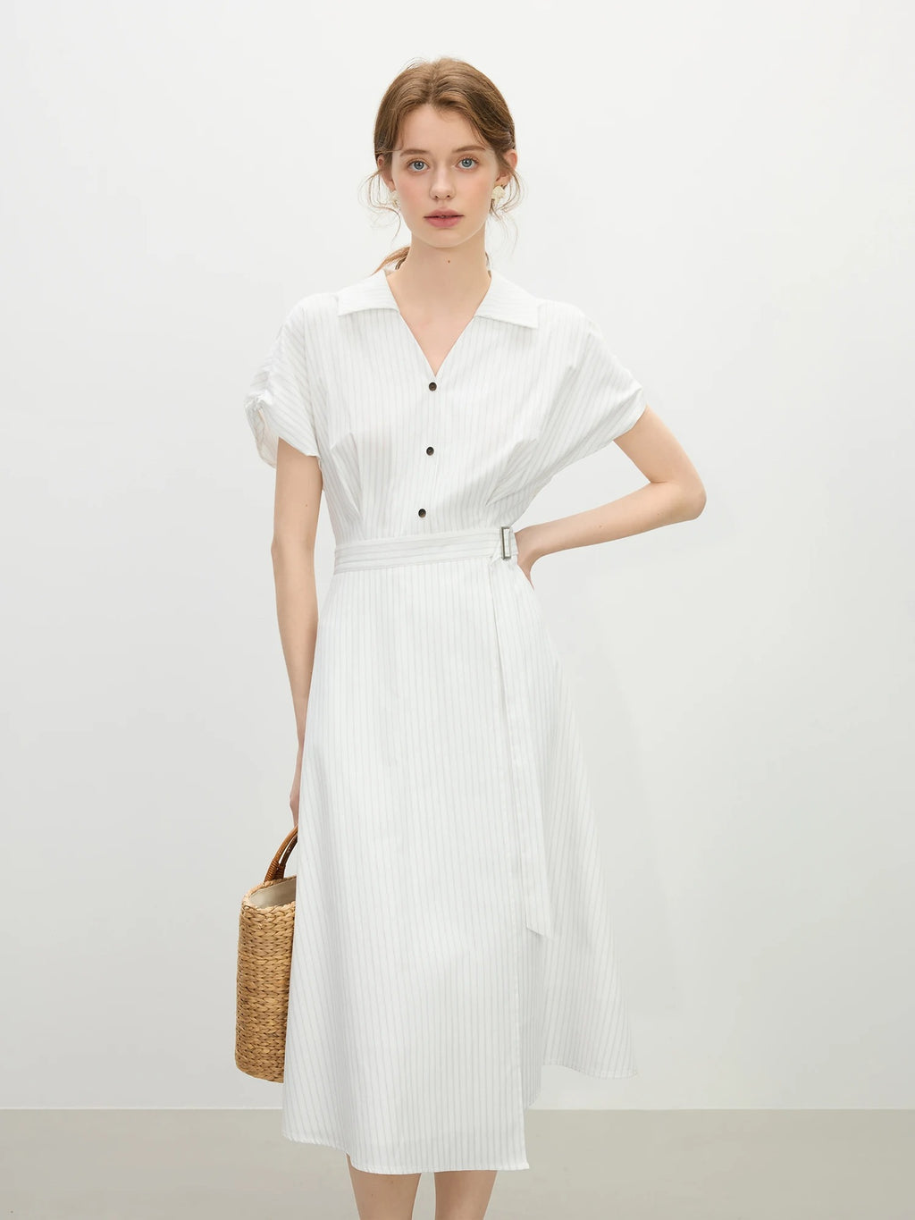 Elise – French Striped Midi Dress