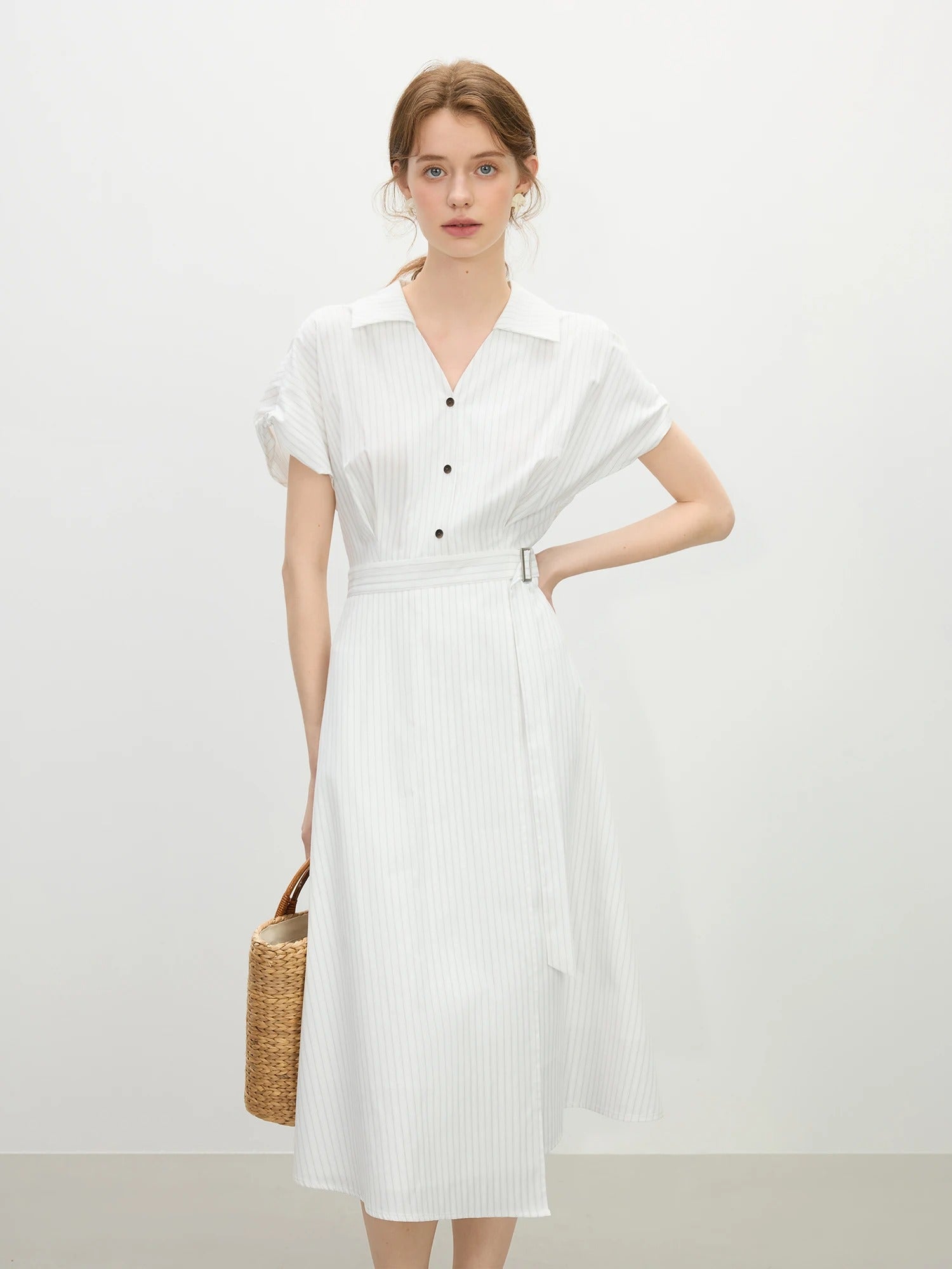 Elise – French Striped Midi Dress