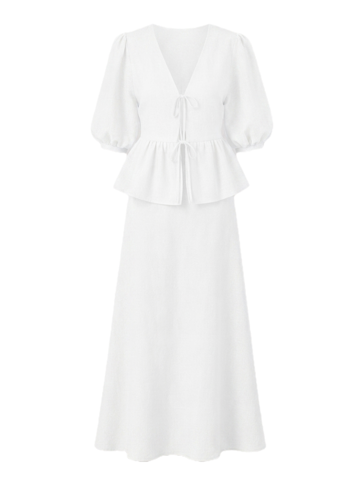 Elena – Cotton Tie-Front Skirt Set