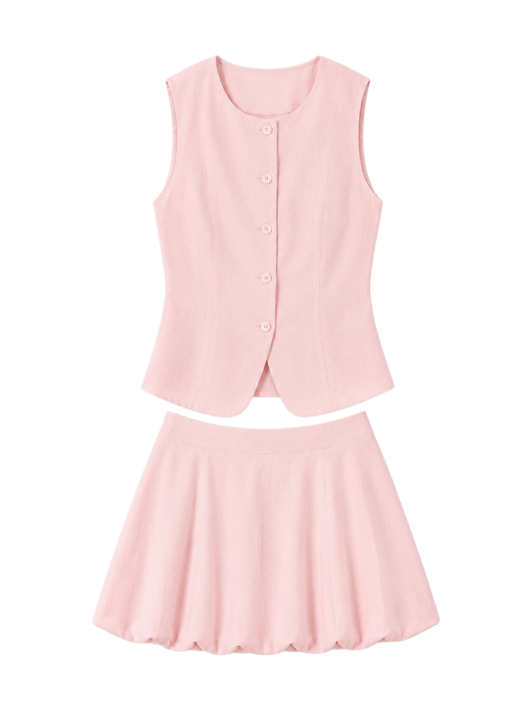 Camille – Cotton Vest & Mini Skirt Set