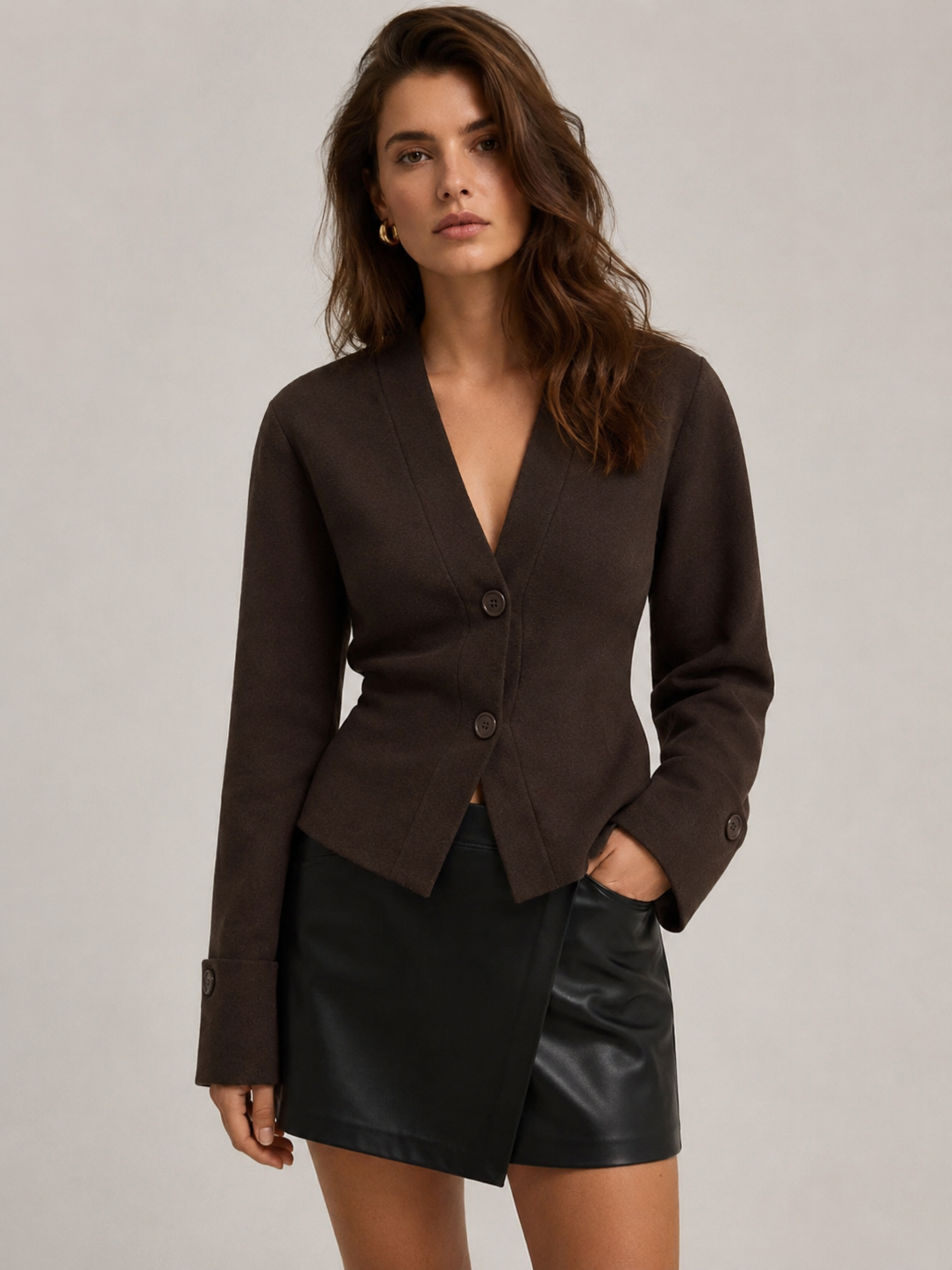 Amelie – Sculpted V-Neck Knit Cardigan
