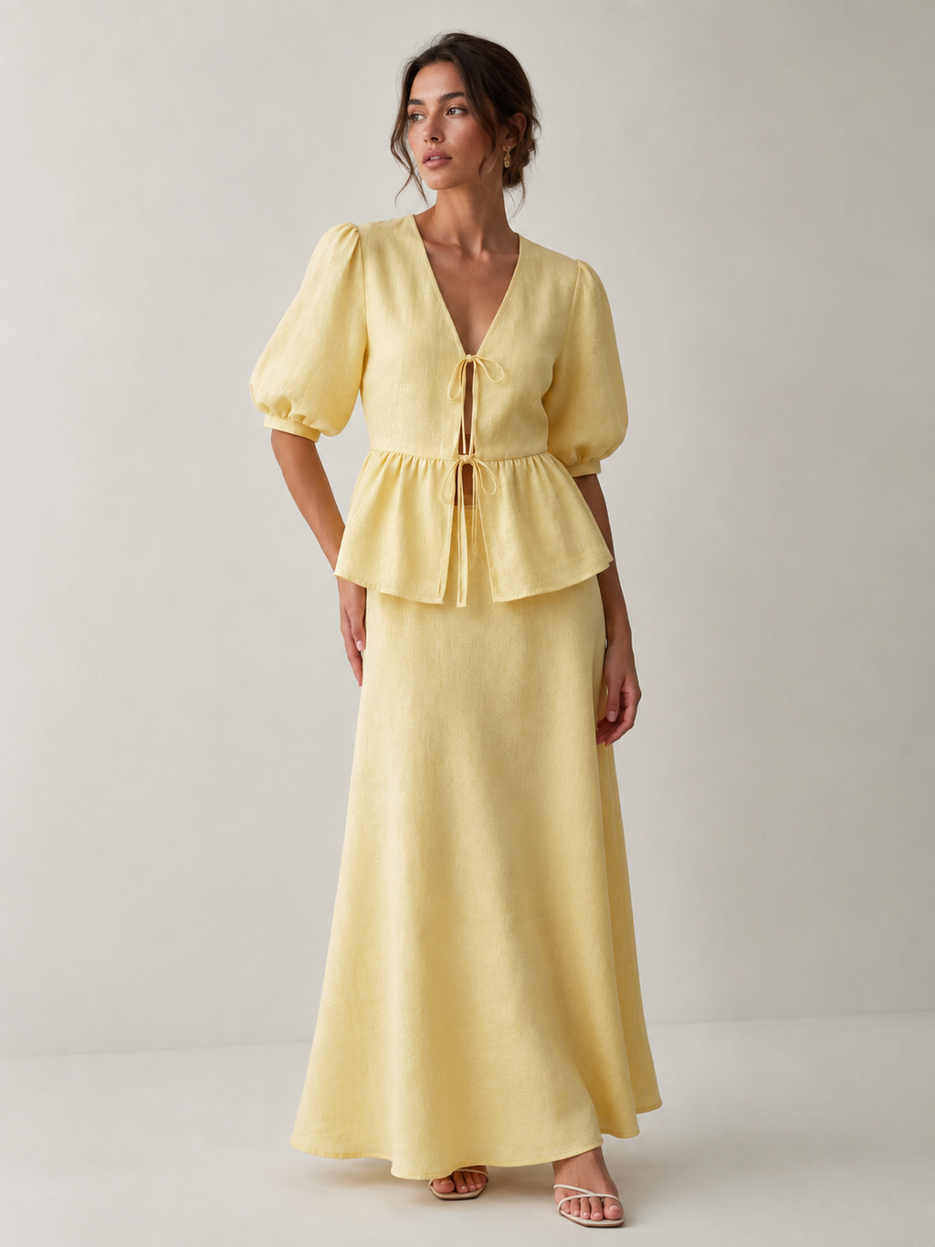 Elena – Cotton Tie-Front Skirt Set