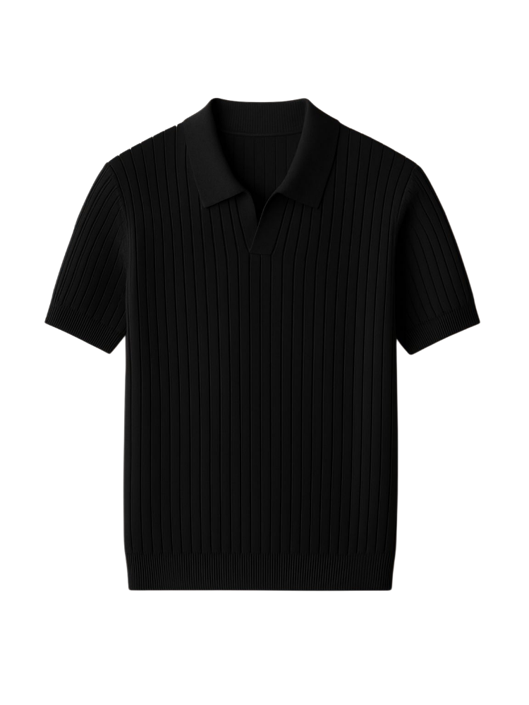 Veran – Ribbed Knit Polo Shirt