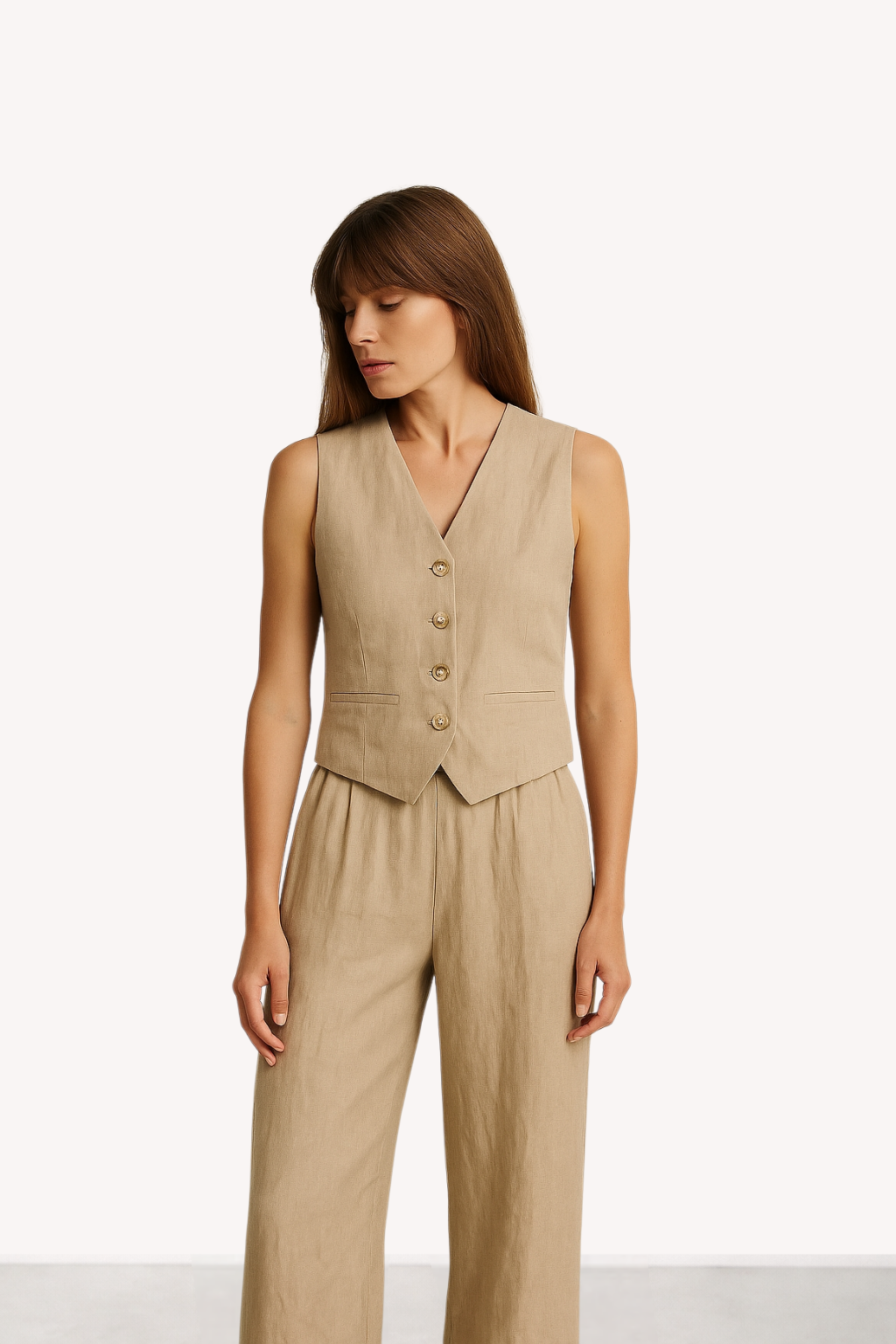 Elira – Linen Cotton Vest Set