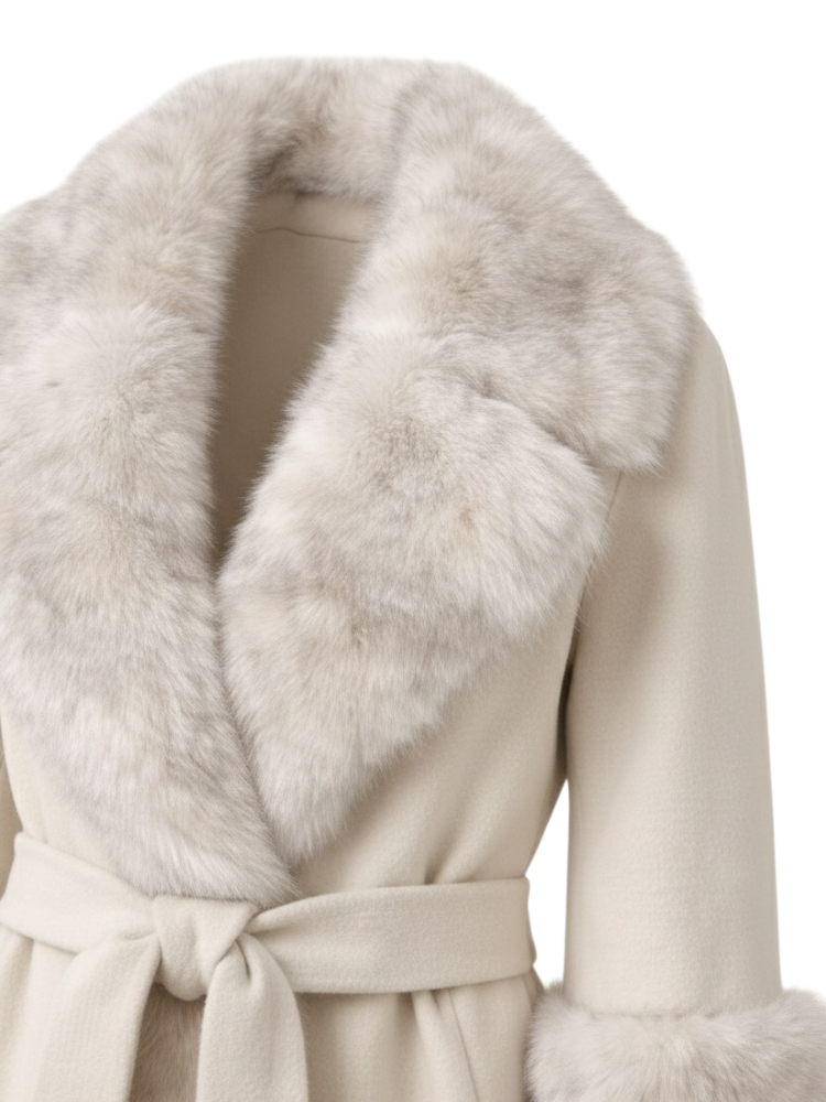 Aurelia – Faux Fur Trim Long Coat