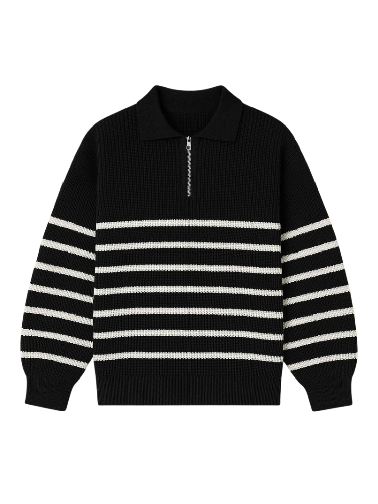 Lupo - Half-Zip Striped Sweater