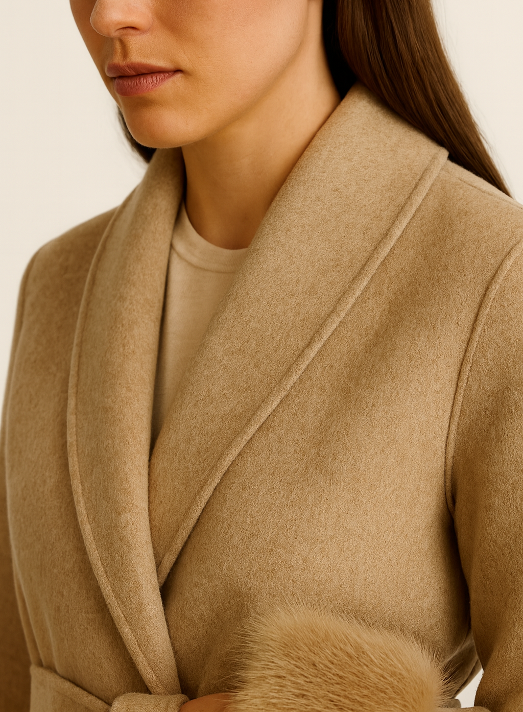 Althea – Furry-Cuff Belted Coat