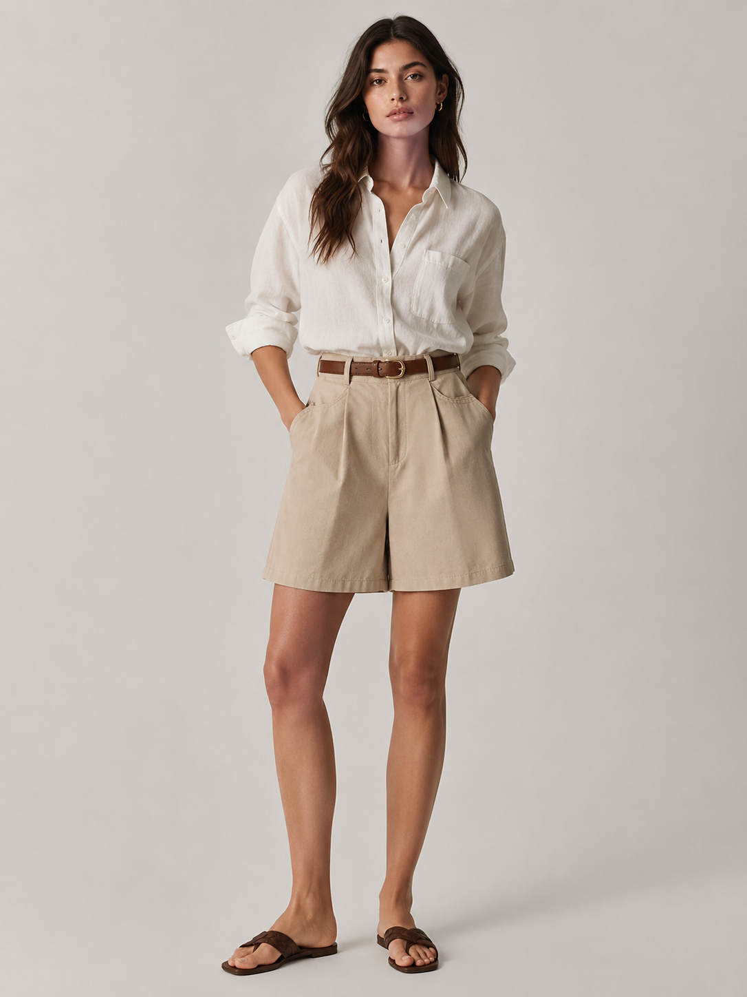 Cielo – Linen Blend High-Waist Shorts