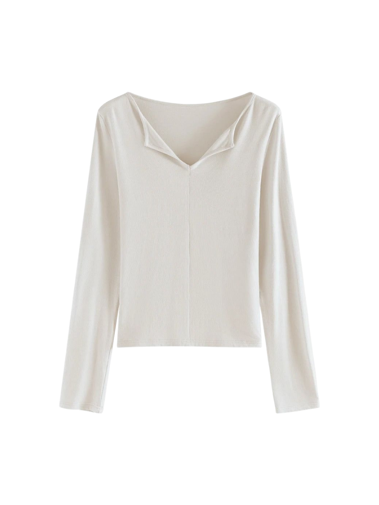 Claire – Slim V-Neck Knit Top