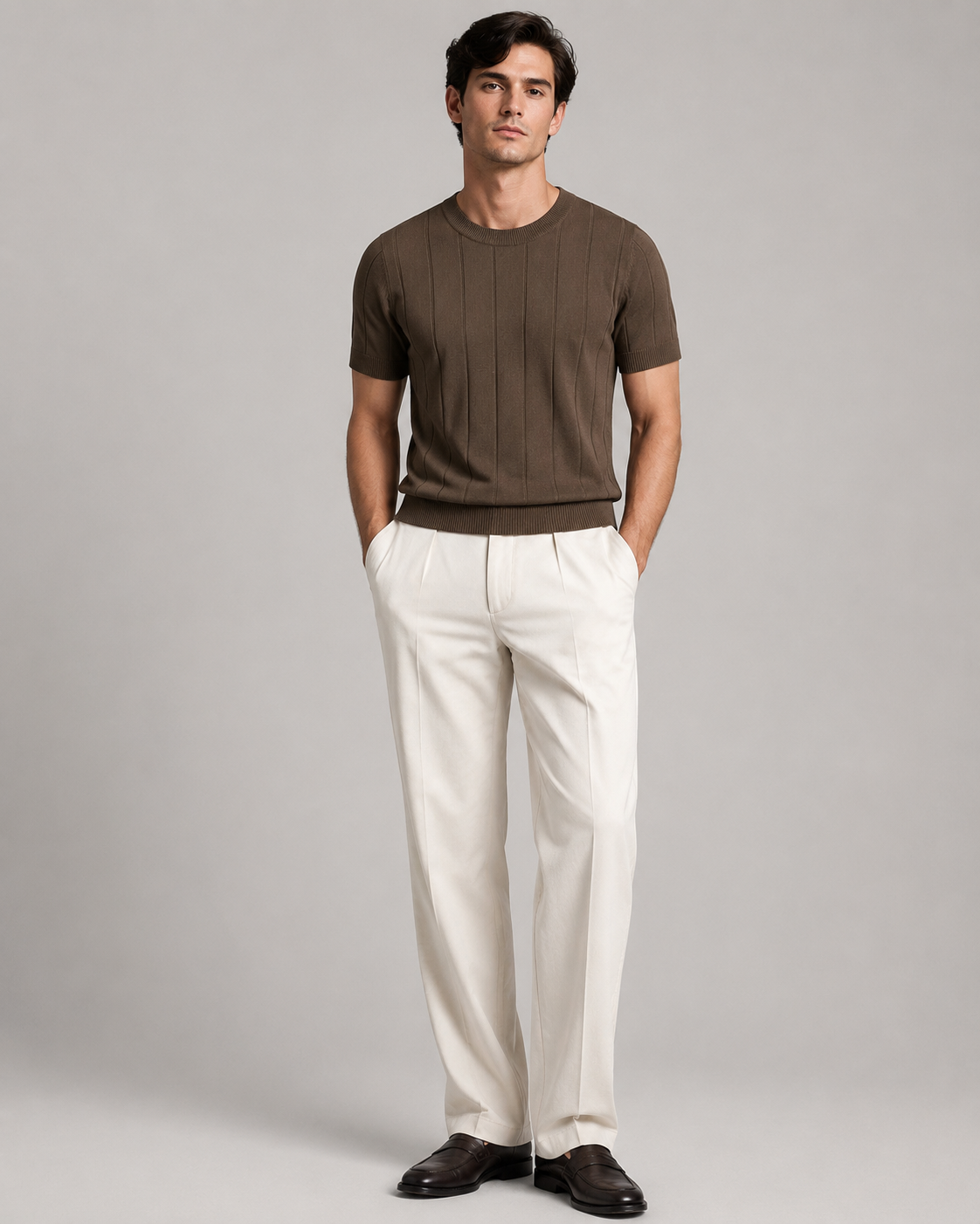 Luca – Textured Knit Crew Neck T-Shirt