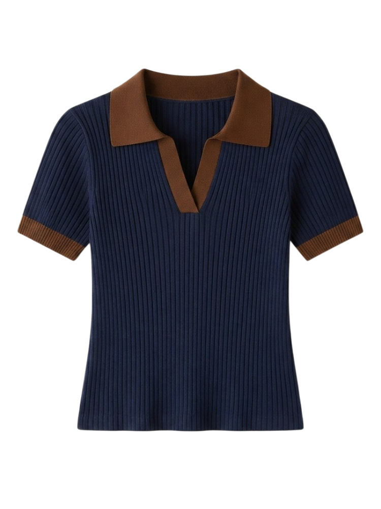 Brezza – Ribbed Knit Polo Top