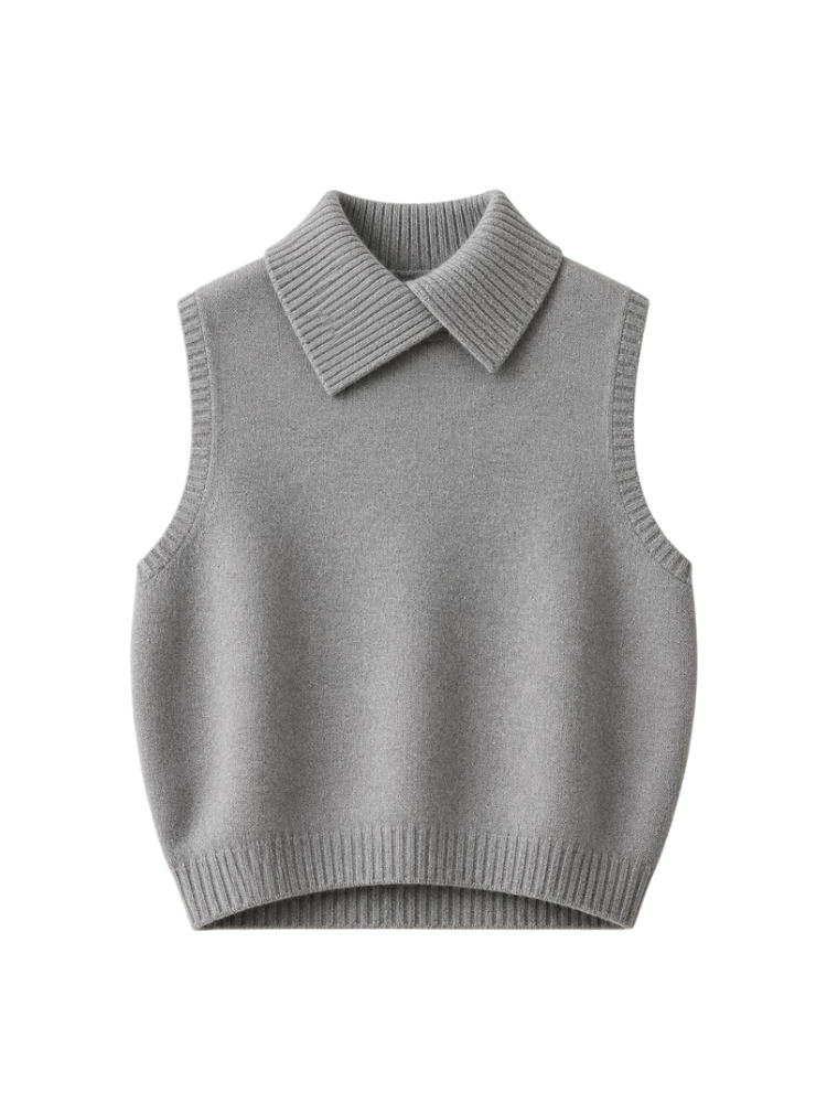 Sophie – Sleeveless Knit Collar Vest