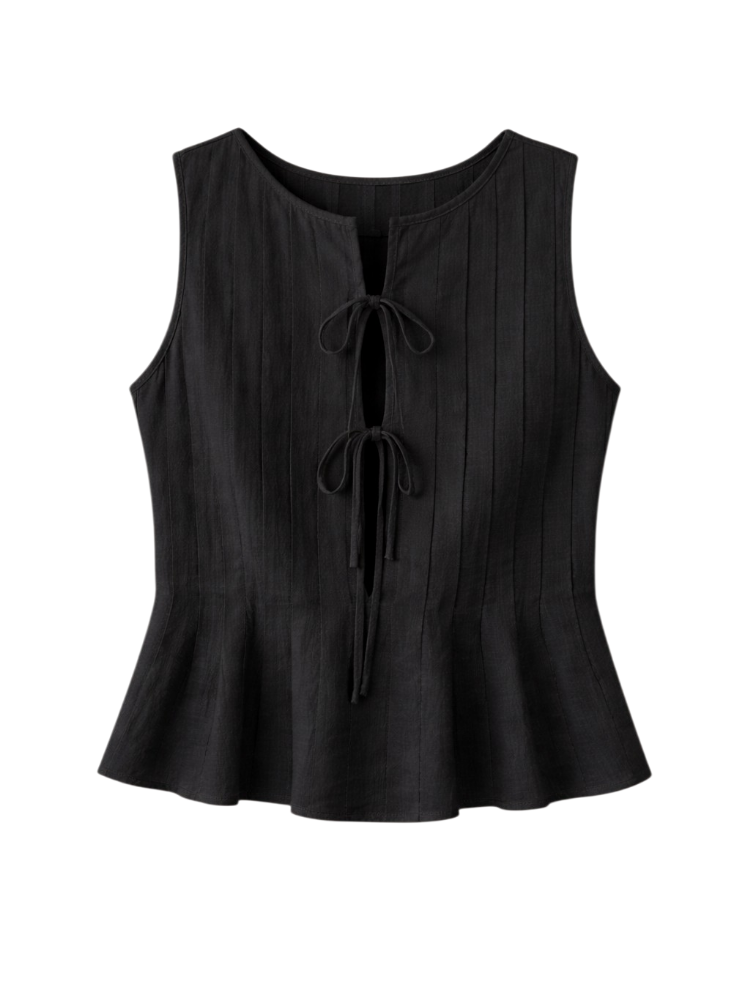 Biora – Lace-Up Ribbed Tank Top