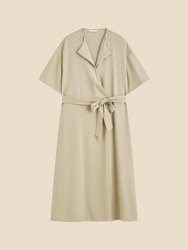 Lina – Linen Blend Waist Midi Dress
