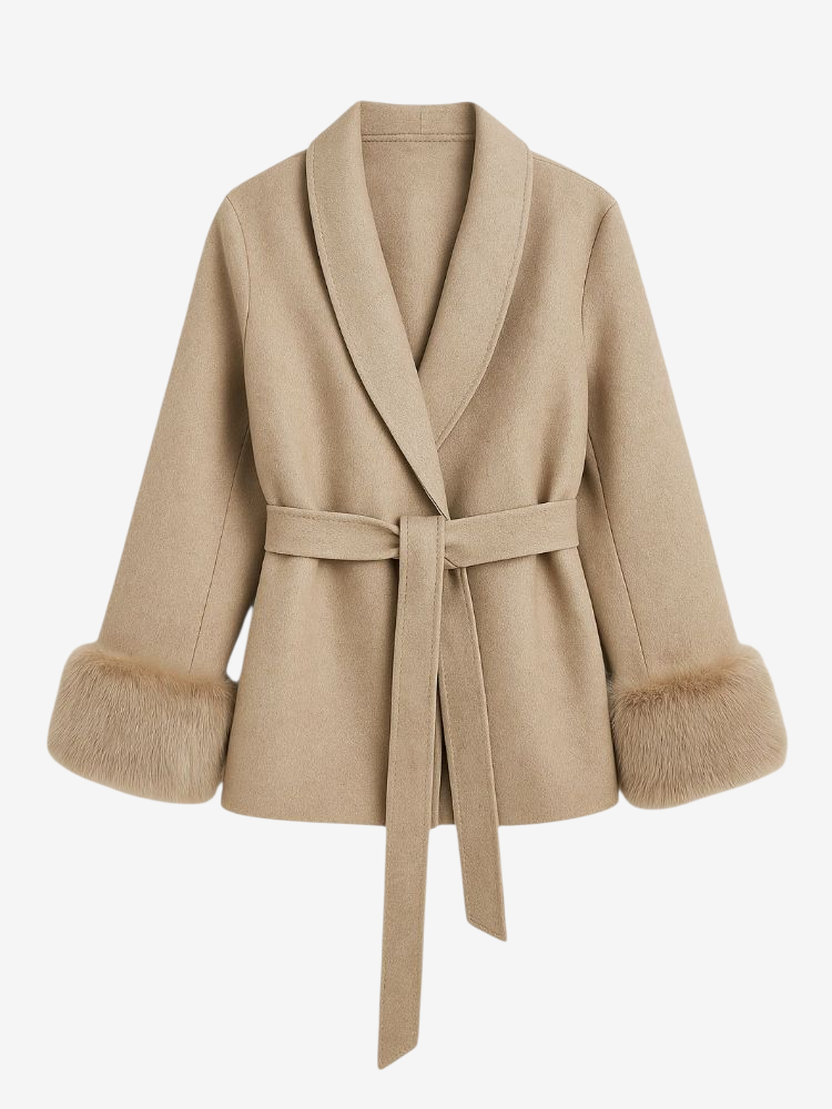 Althea – Furry-Cuff Belted Coat