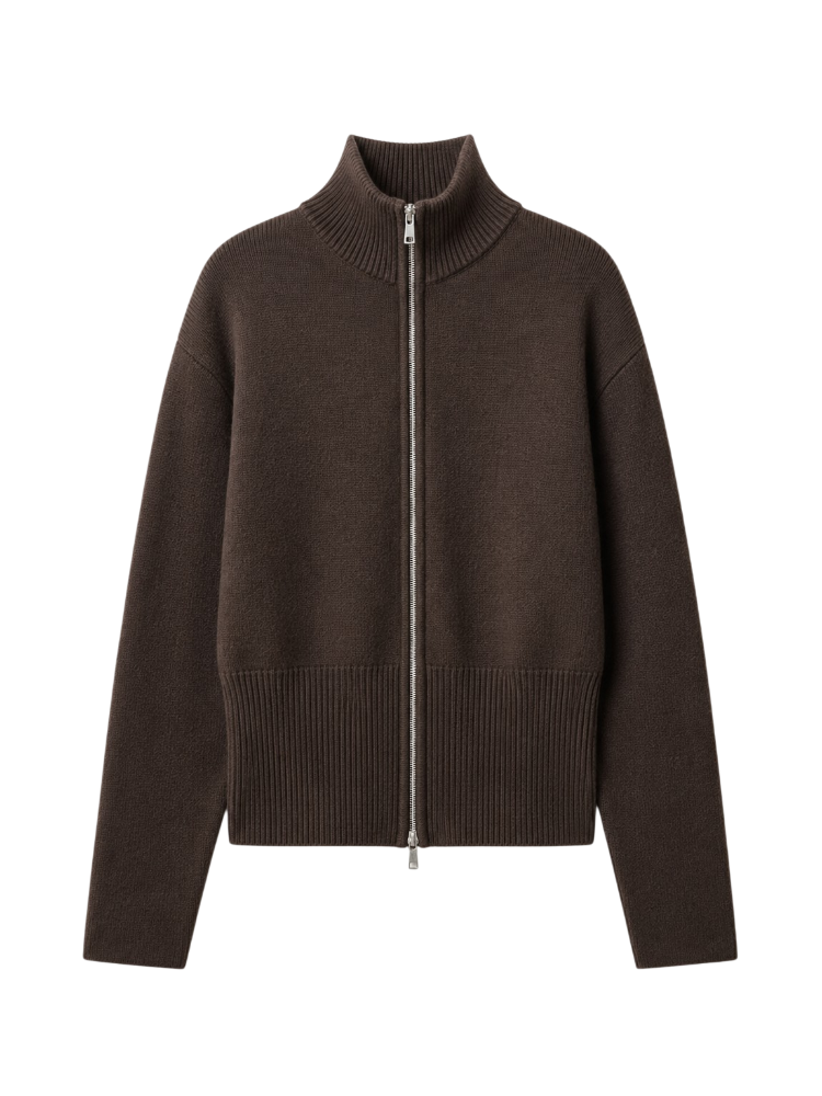 Nila – Structured Zip Knit Cardigan