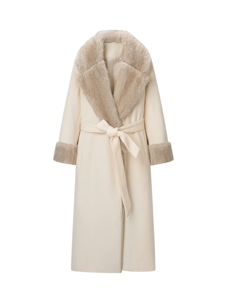 Aurelia – Faux Fur Trim Long Coat