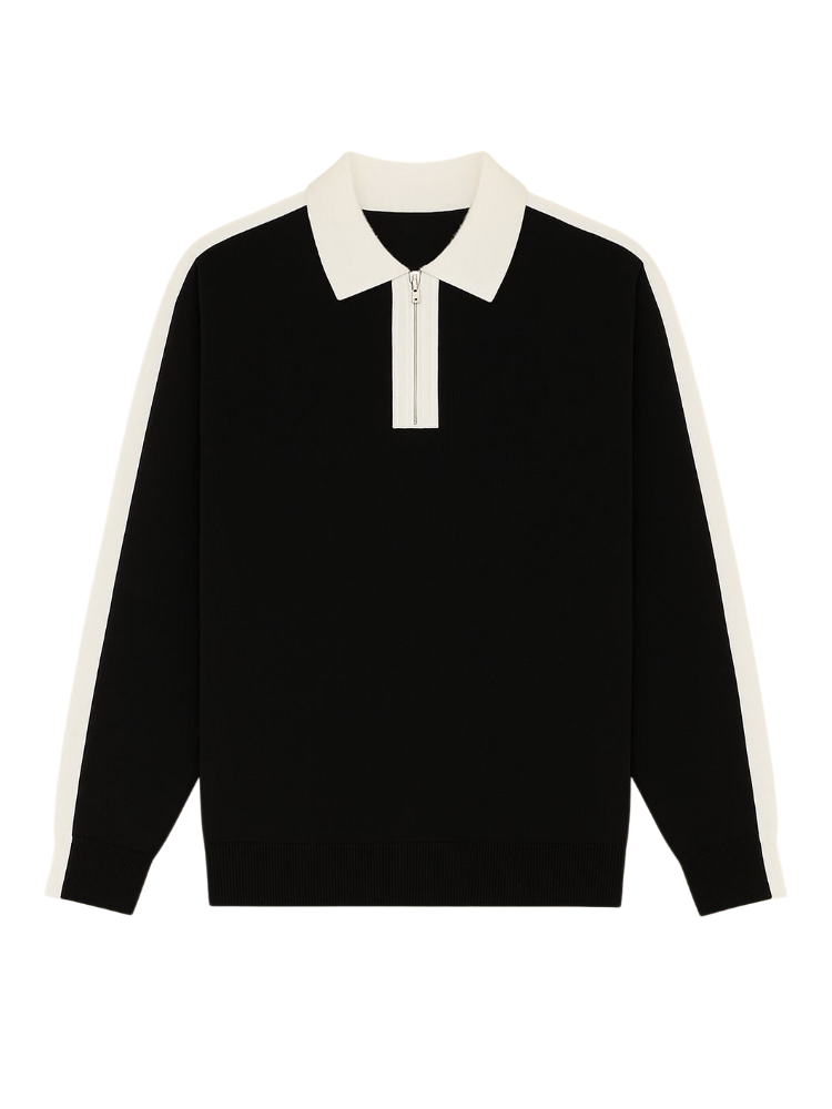 Nico - Contrast Knit Polo Sweater