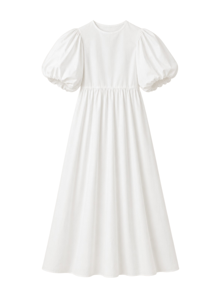 Evelina – Puff Sleeve Cotton Maxi Dress
