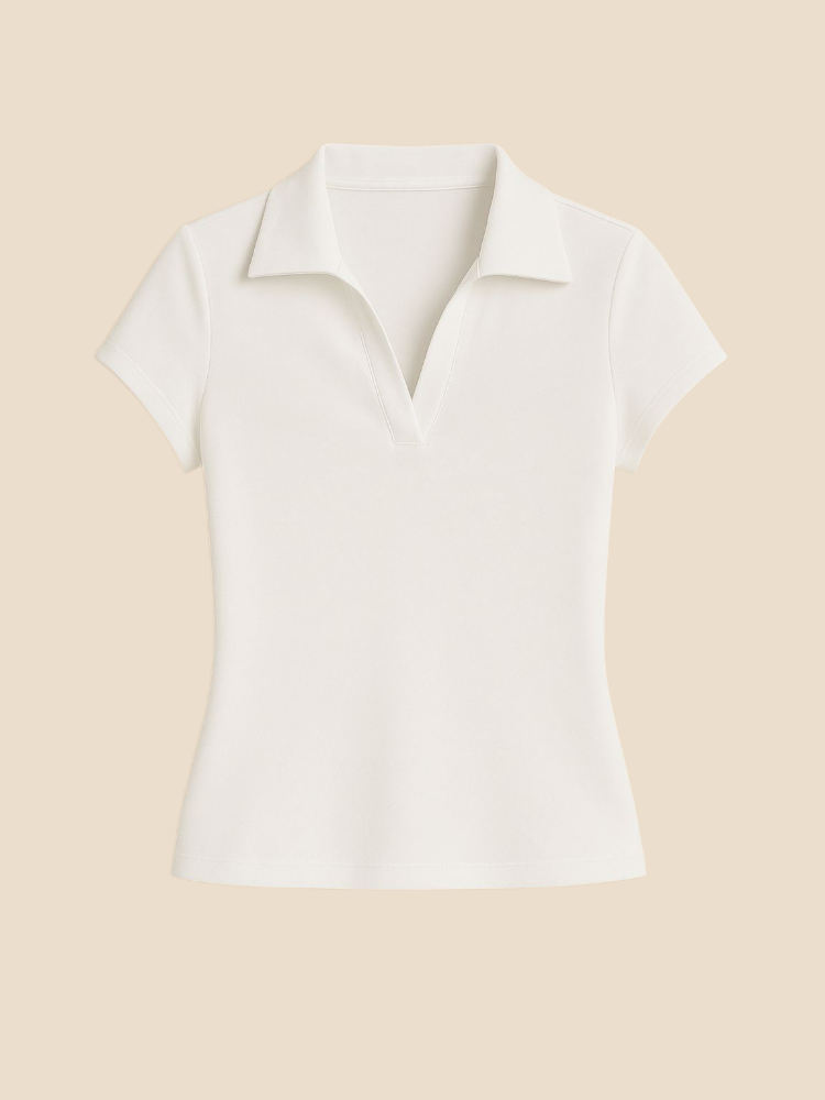 Clea – V-Neck Polo Tee