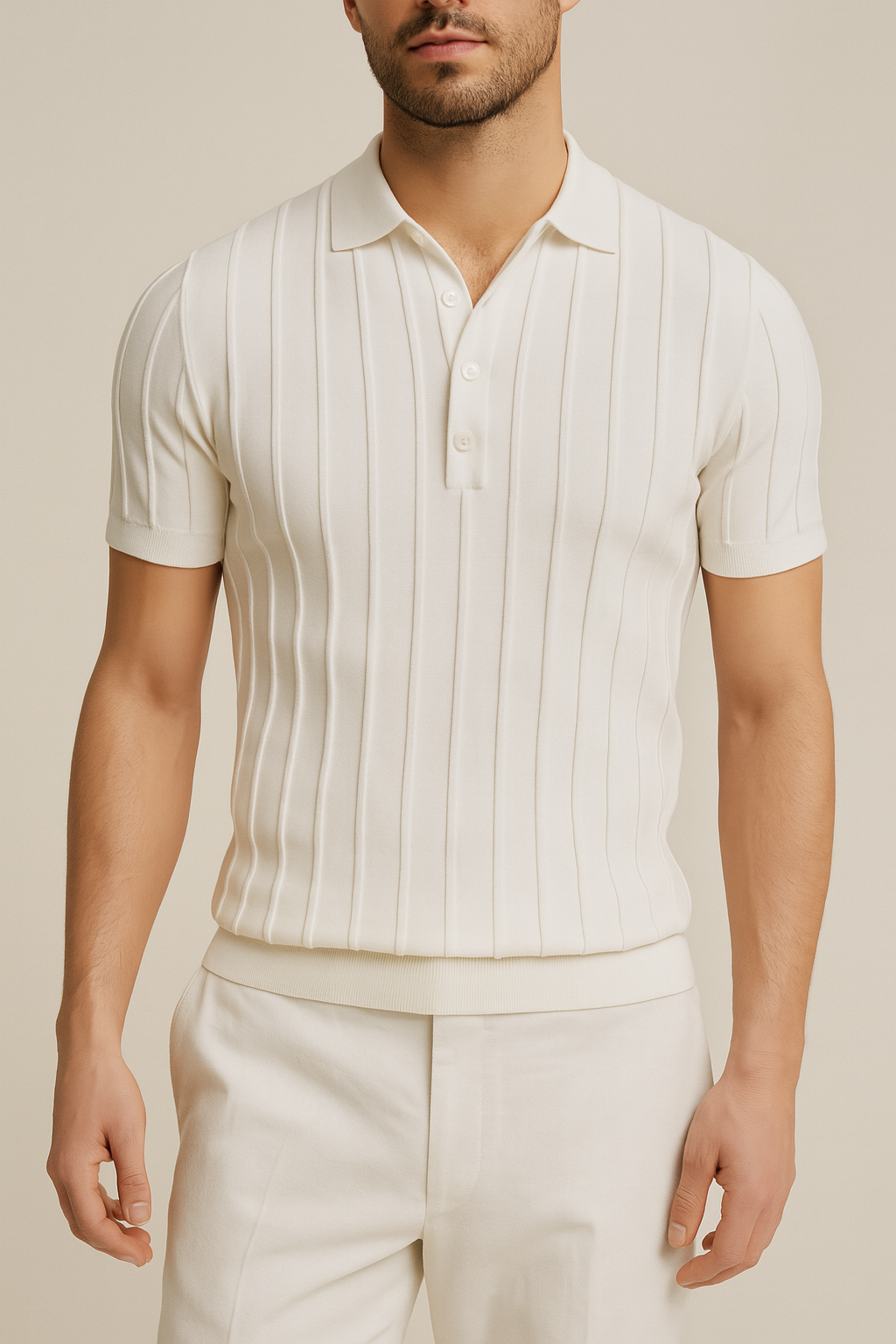 Remy – Ribbed Knit Polo Shirt