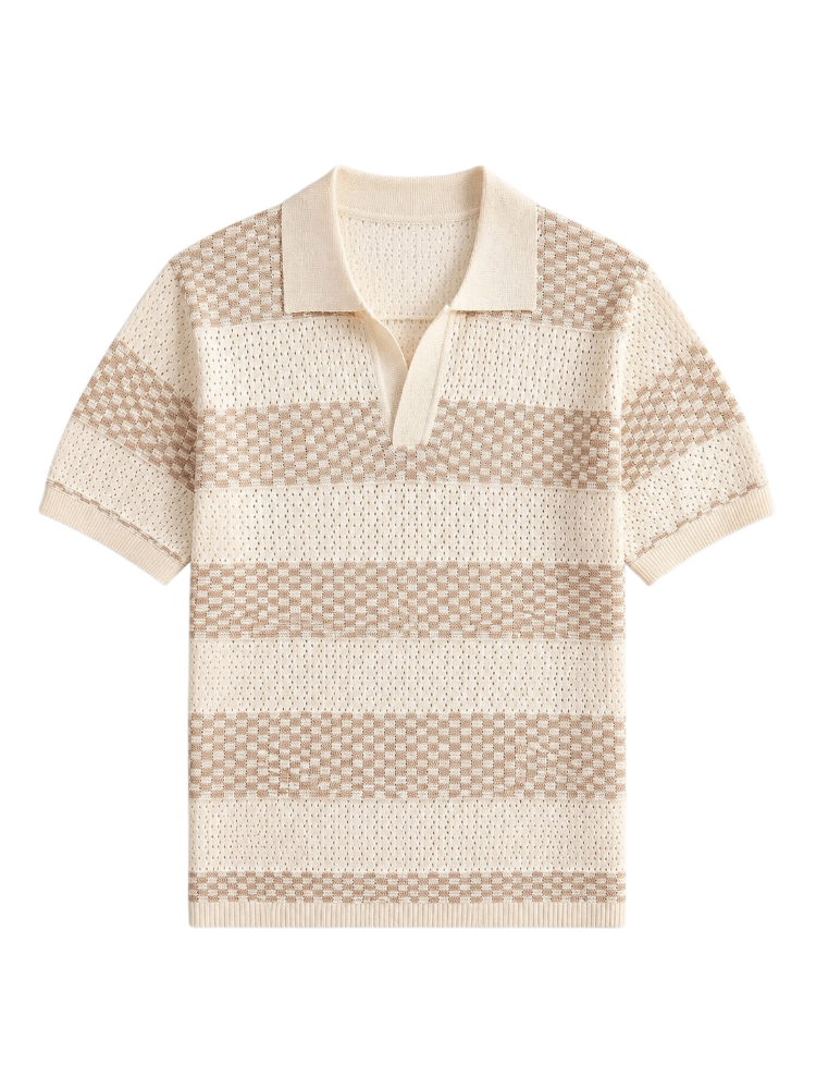 Calvo – Textured Knit Polo Shirt