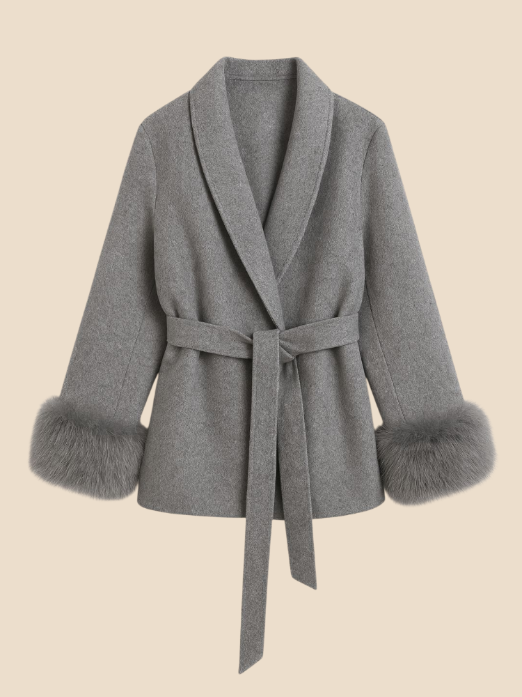 Althea – Furry-Cuff Belted Coat