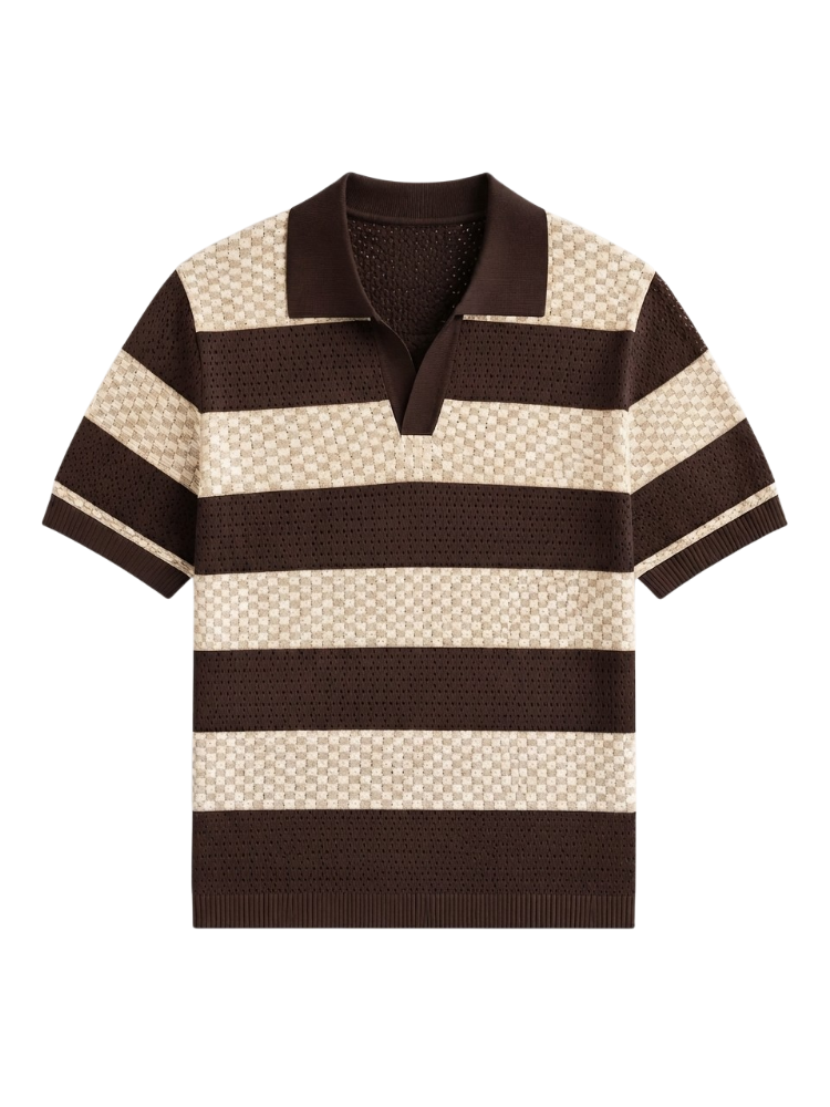 Calvo – Textured Knit Polo Shirt